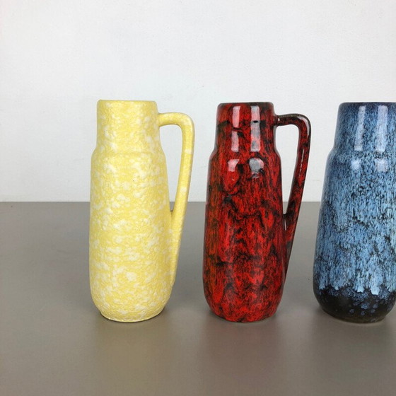 Image 1 of Ensemble de 4 vases en lave grasse en poterie "275-20" par Scheurich, Allemagne, années 1970