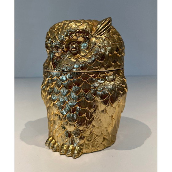 Image 1 of Seau à glace vintage avec hibou doré, 1970