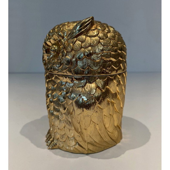 Image 1 of Seau à glace vintage avec hibou doré, 1970