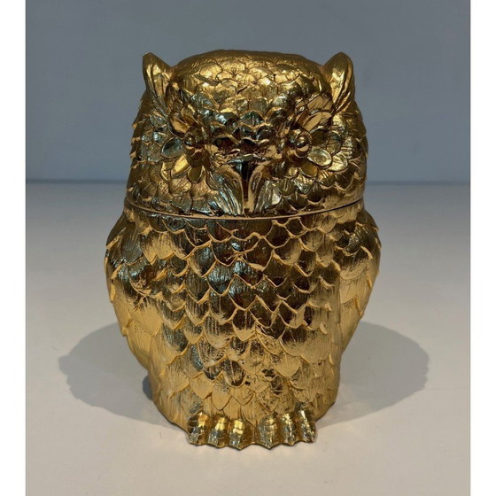 Image 1 of Seau à glace vintage avec hibou doré, 1970