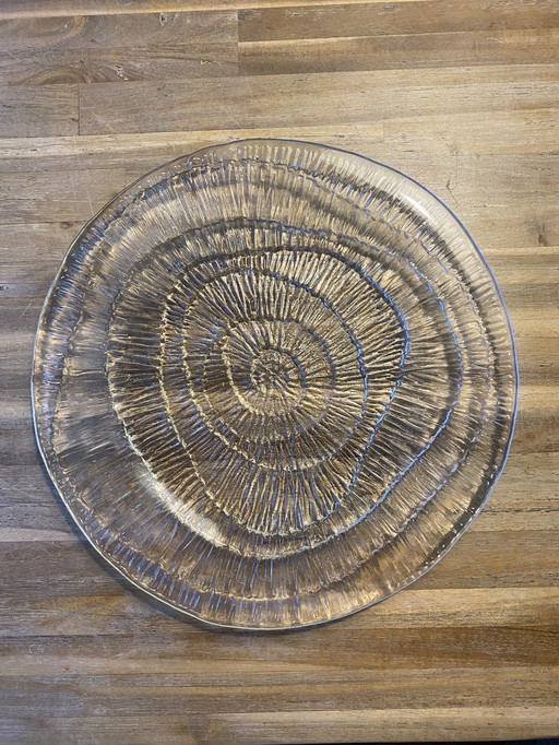 Rare assiette "Fossil" par Jan Sylwester Drost - Ząbkowice Glass, 1970