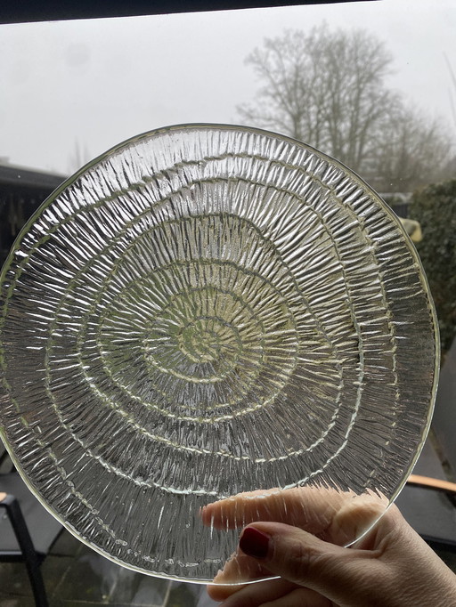 Rare assiette "Fossil" par Jan Sylwester Drost - Ząbkowice Glass, 1970