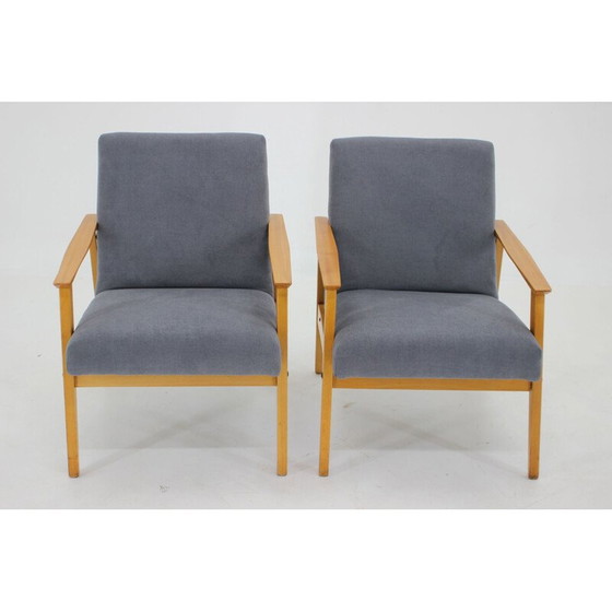 Image 1 of Paire de fauteuils vintage en hêtre, 1960