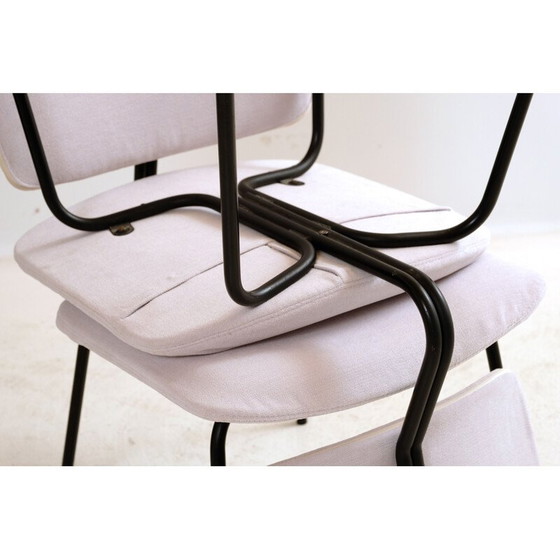 Image 1 of Paire de chaises vintage en tissu neuf de C. Sclafert blanc, 1950