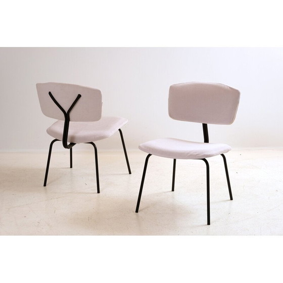 Image 1 of Paire de chaises vintage en tissu neuf de C. Sclafert blanc, 1950