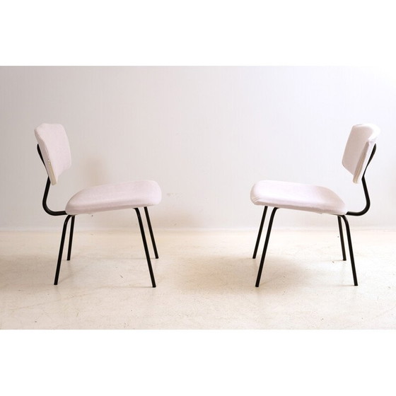 Image 1 of Paire de chaises vintage en tissu neuf de C. Sclafert blanc, 1950