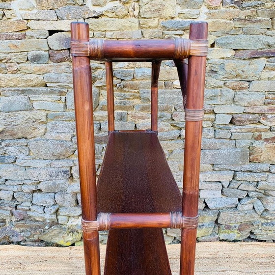 Image 1 of Etagère vintage en bambou et bois, 1970
