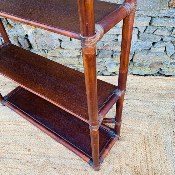 Image 1 of Etagère vintage en bambou et bois, 1970