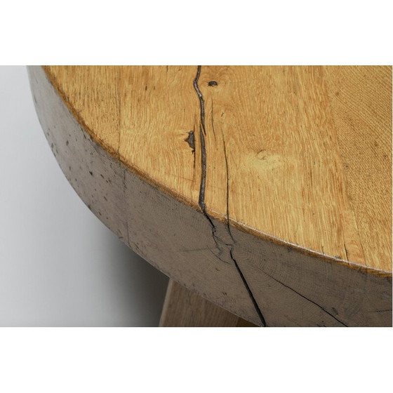 Image 1 of Table basse ronde vintage en bois rustique, années 1950
