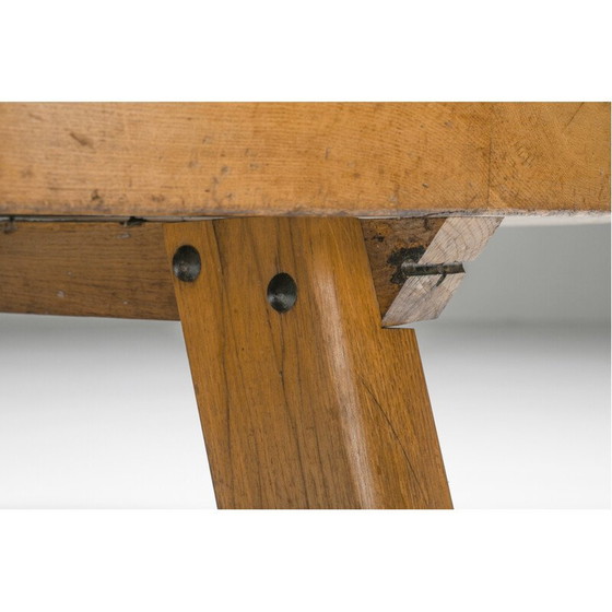 Image 1 of Table basse ronde vintage en bois rustique, années 1950