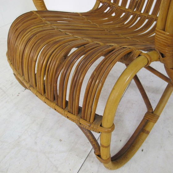 Image 1 of Fauteuil en rotin et bambou vintage de Rohé Noordwolde, années 1950