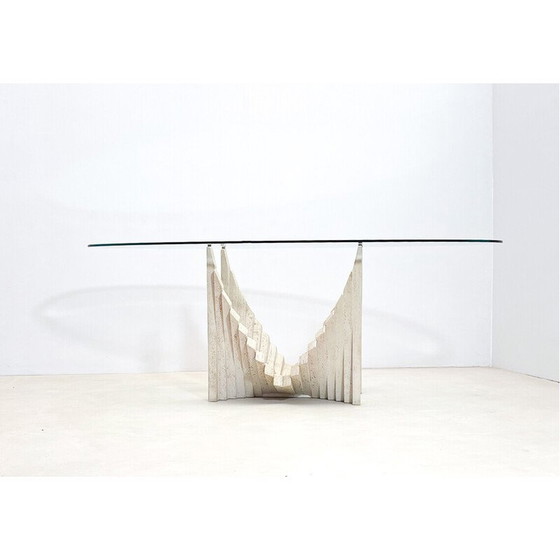 Image 1 of Table de salle à manger sculpturale en travertin du Mid Century, Italie 1970