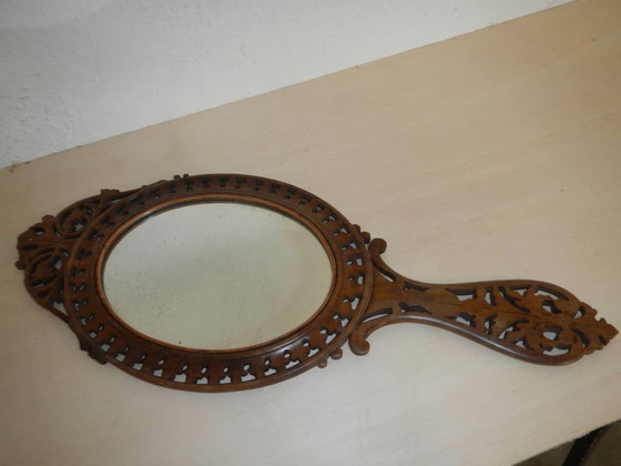 Image 1 of Miroir en bois d'olivier 1930