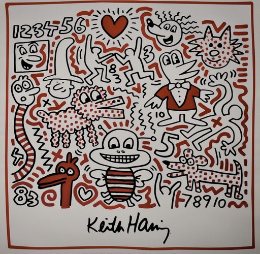 Keith Haring, signé avec l'enregistrement du droit d'auteur "Estate Of Keith Haring". Keith Haring. Sans titre, 1983".