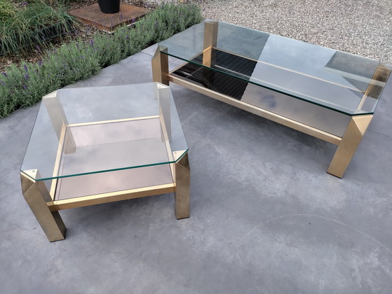 Image 1 of Belgo Chrome Set Of 23 Carat Gold Plated Coffee Tables