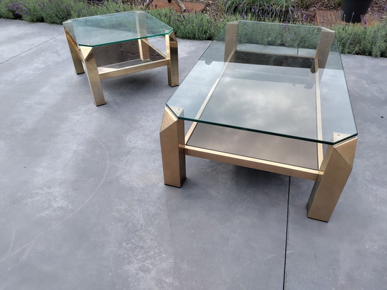 Image 1 of Belgo Chrome Set Of 23 Carat Gold Plated Coffee Tables