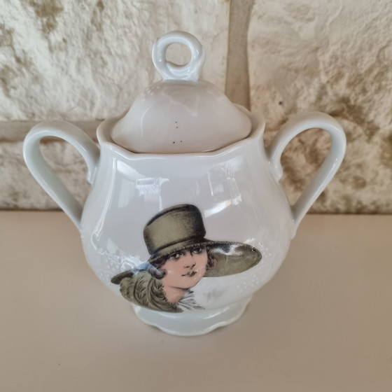 Image 1 of Sucrier Lierre Sauvage Femme Au Chapeau Cnp France