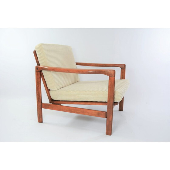 Image 1 of Fauteuil vintage BZ en velours côtelé ivoire, Scandinave