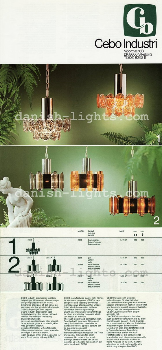 Image 1 of Lampe suspendue/chandelier en acrylique par Claus Bolby pour Cebo Industri. Danemark 1960S