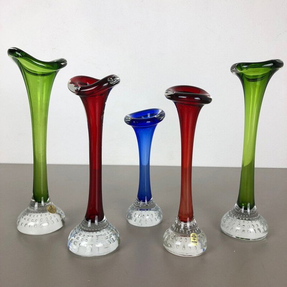 Image 1 of Ensemble de 5 vases vintage en verre coloré par Bo Borgstrom pour Aseda, Suède 1970