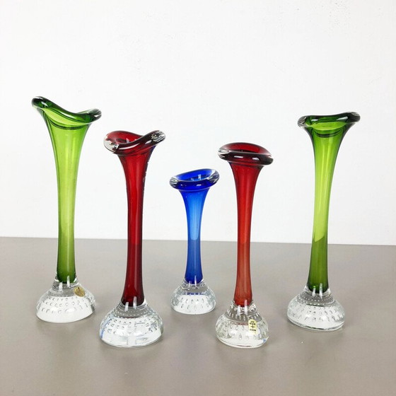 Image 1 of Ensemble de 5 vases vintage en verre coloré par Bo Borgstrom pour Aseda, Suède 1970