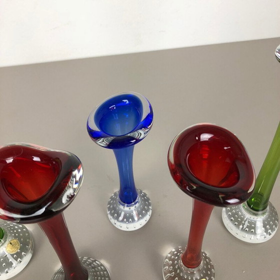 Image 1 of Ensemble de 5 vases vintage en verre coloré par Bo Borgstrom pour Aseda, Suède 1970