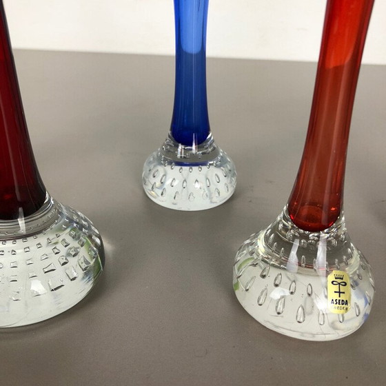 Image 1 of Ensemble de 5 vases vintage en verre coloré par Bo Borgstrom pour Aseda, Suède 1970