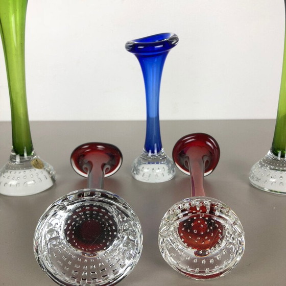 Image 1 of Ensemble de 5 vases vintage en verre coloré par Bo Borgstrom pour Aseda, Suède 1970