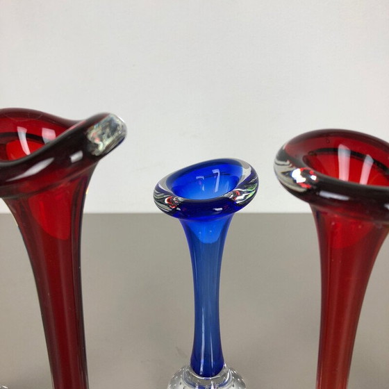 Image 1 of Ensemble de 5 vases vintage en verre coloré par Bo Borgstrom pour Aseda, Suède 1970
