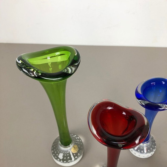 Image 1 of Ensemble de 5 vases vintage en verre coloré par Bo Borgstrom pour Aseda, Suède 1970