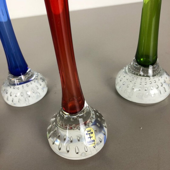 Image 1 of Ensemble de 5 vases vintage en verre coloré par Bo Borgstrom pour Aseda, Suède 1970