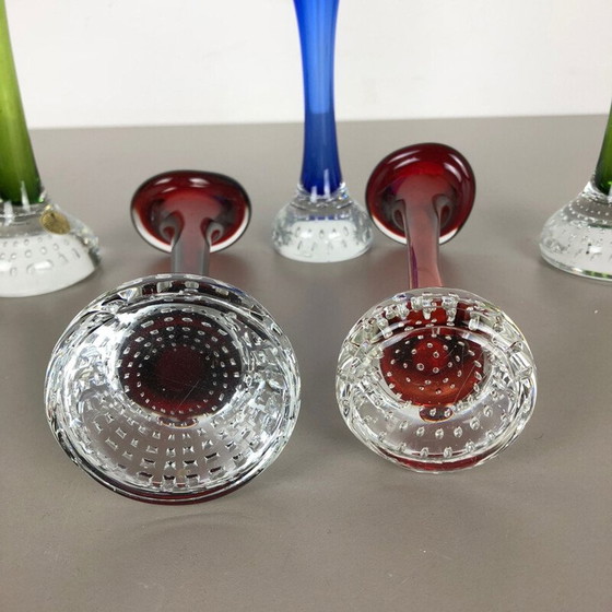 Image 1 of Ensemble de 5 vases vintage en verre coloré par Bo Borgstrom pour Aseda, Suède 1970