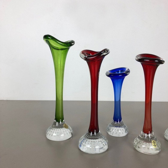 Image 1 of Ensemble de 5 vases vintage en verre coloré par Bo Borgstrom pour Aseda, Suède 1970