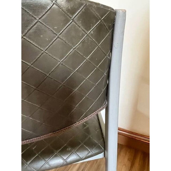 Image 1 of Paire de fauteuils vintage en simili cuir gris