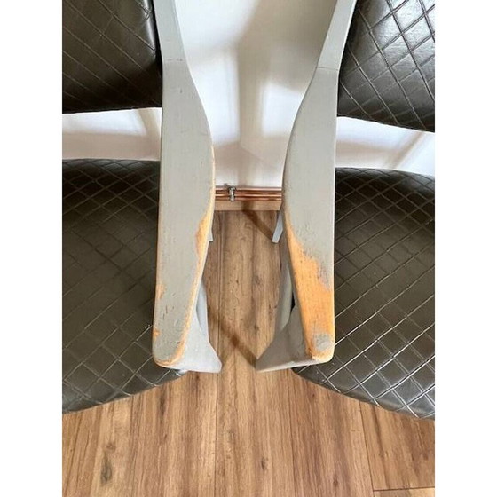 Image 1 of Paire de fauteuils vintage en simili cuir gris