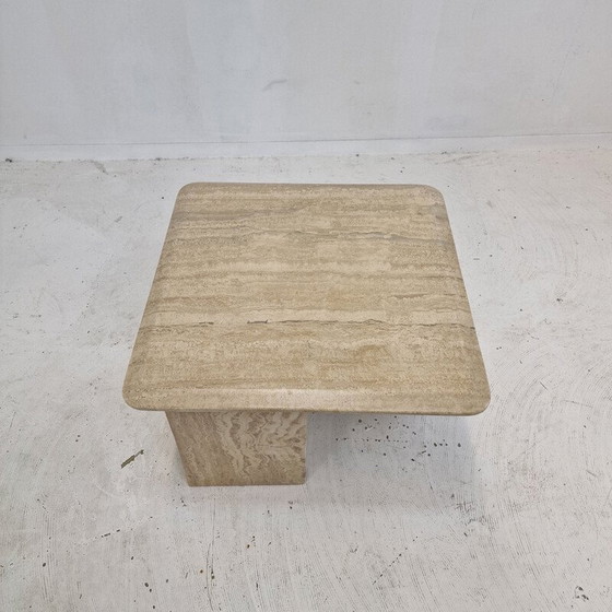 Image 1 of Table basse italienne vintage en travertin, 1980
