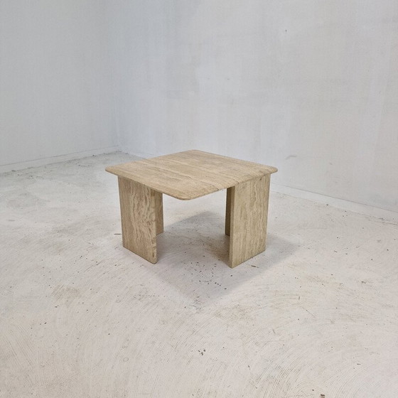 Image 1 of Table basse italienne vintage en travertin, 1980