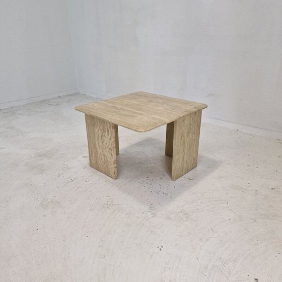 Image 1 of Table basse italienne vintage en travertin, 1980