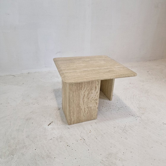 Image 1 of Table basse italienne vintage en travertin, 1980