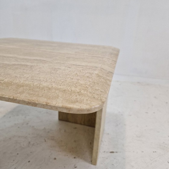 Image 1 of Table basse italienne vintage en travertin, 1980