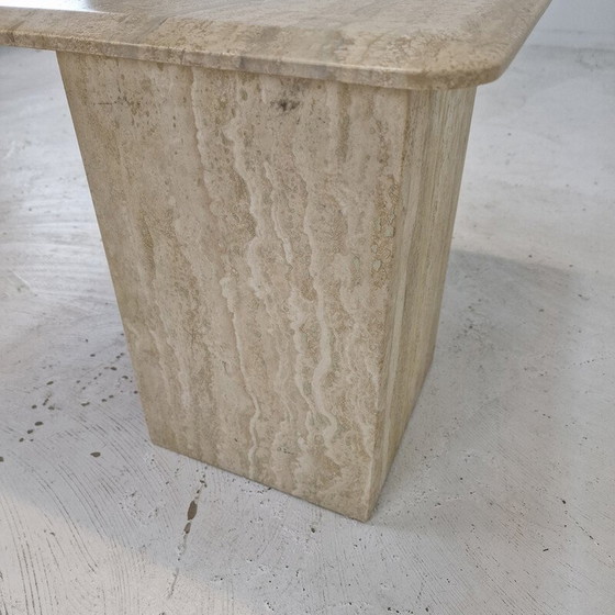 Image 1 of Table basse italienne vintage en travertin, 1980