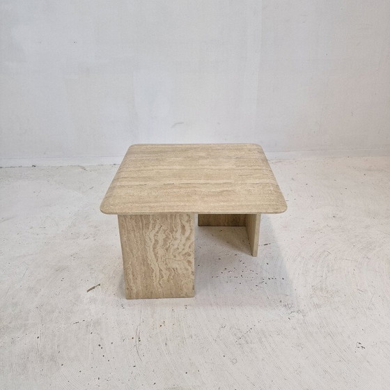 Image 1 of Table basse italienne vintage en travertin, 1980