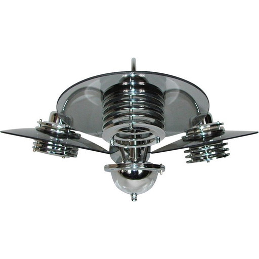 Lustre vintage Belid en métal chromé et verre, Suède 1990