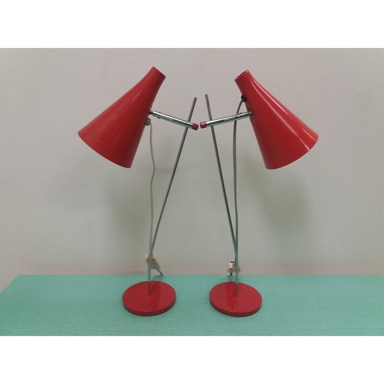 Image 1 of Paire de lampes vintage en métal, Tchécoslovaquie 1960