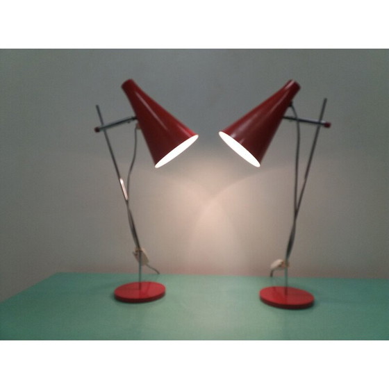 Image 1 of Paire de lampes vintage en métal, Tchécoslovaquie 1960