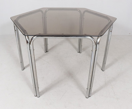 Image 1 of Table de salle à manger hexagonale Mid Century, Italie, années 1970