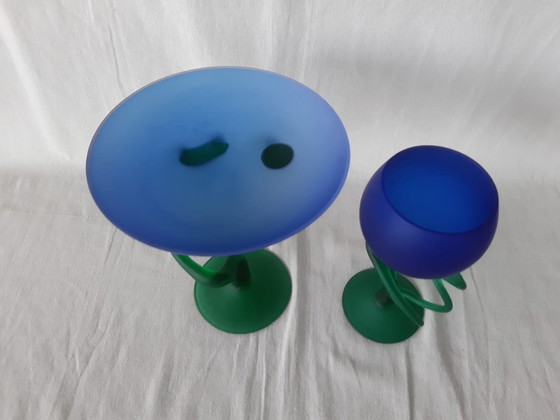 Image 1 of Calice et bol en verre d'art Józefina