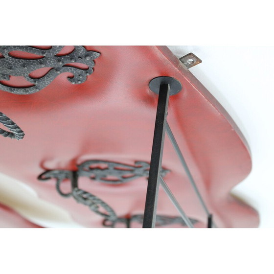 Image 1 of Porte-manteau vintage en fer et revêtement en faux cuir, Italie 1960