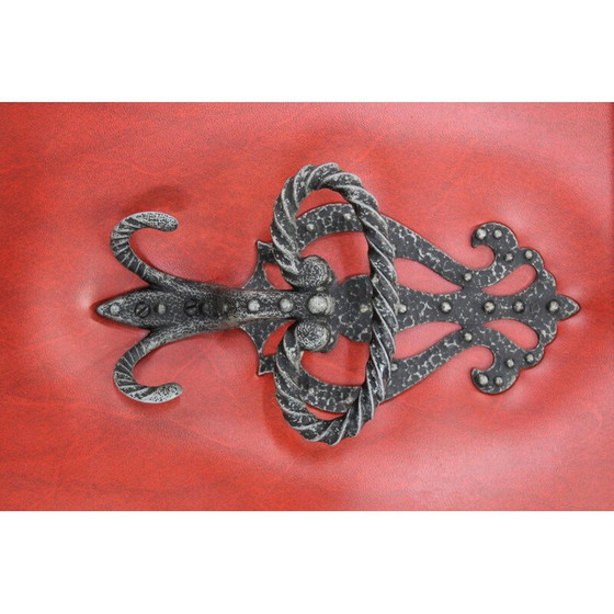 Image 1 of Porte-manteau vintage en fer et revêtement en faux cuir, Italie 1960