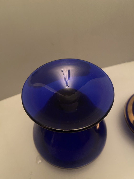 Image 1 of Bonbonnière Murano Bleu Cobalt Et Or